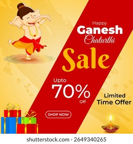 Vector illustration of Happy Ganesh Chaturthi Sale on transparent background