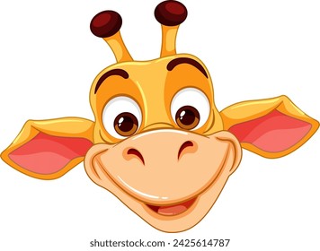 Ilustración vectorial de una cara de jirafa feliz