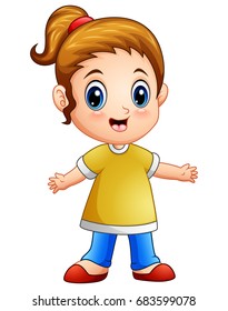 Vector illustration of Happy girl cartoon