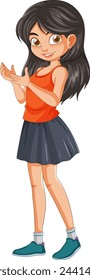 Vector illustration of a happy girl clapping.
