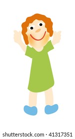 vector illustration of happy girl isolated on white background