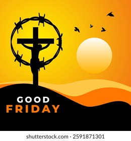 Vector illustration of Happy Good Friday social media template
