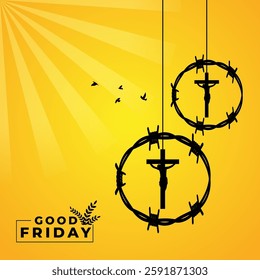 Vector illustration of Happy Good Friday social media template