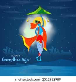 Vector illustration of Happy Govardhan Puja social media feed template