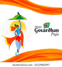 Vector illustration of Happy Govardhan Puja social media feed template