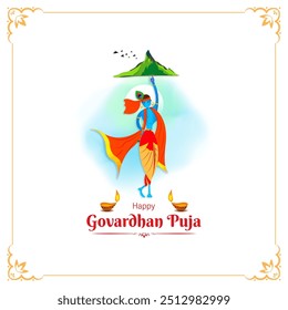 Vector illustration of Happy Govardhan Puja social media feed template