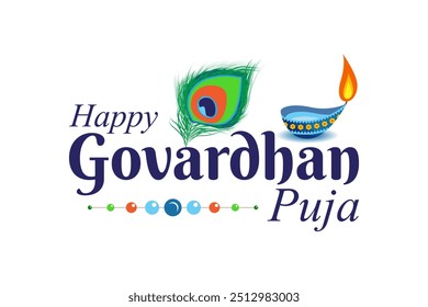 Vector illustration of Happy Govardhan Puja social media feed template