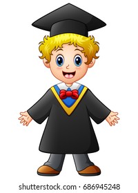 Vector illustration of Happy graduation boy cartoon