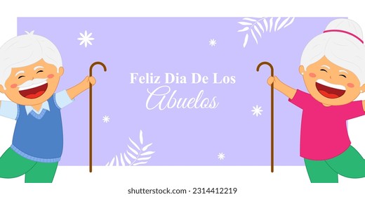 Vector illustration of Happy Grandparents' Day In Spanish social media story feed mockup template