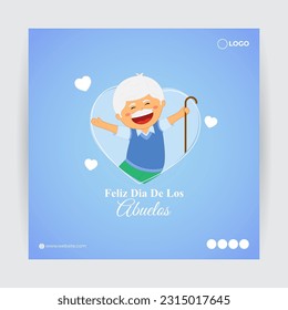 Vector illustration of Happy Grandparents' Day In Spanish social media story feed mockup template