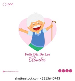 Vector illustration of Happy Grandparents' Day In Spanish social media story feed mockup template