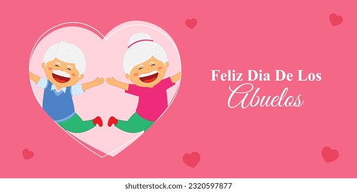 Vector illustration of Happy Grandparents' Day In Spanish social media story feed mockup template