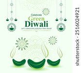 Vector illustration of Happy Green Diwali social media feed template