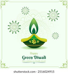 Vector illustration of Happy Green Diwali social media feed template