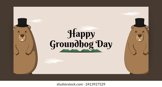 Vektorgrafik von Happy Groundhog Day Social Media Feed Template