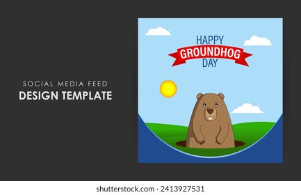 Vektorgrafik von Happy Groundhog Day Social Media Feed Template