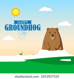 Vektorgrafik von Happy Groundhog Day Social Media Feed Template