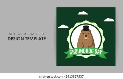 Vektorgrafik von Happy Groundhog Day Social Media Feed Template