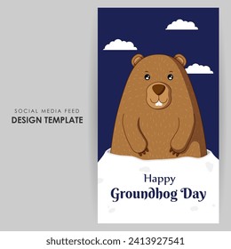 Vektorgrafik von Happy Groundhog Day Social Media Feed Template