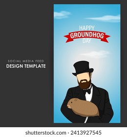 Vektorgrafik von Happy Groundhog Day Social Media Feed Template