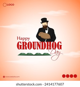 Vektorgrafik von Happy Groundhog Day Social Media Feed Template