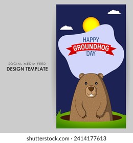 Vektorgrafik von Happy Groundhog Day Social Media Feed Template