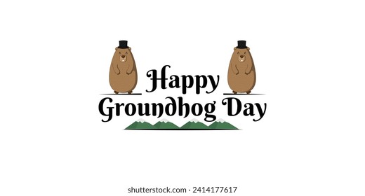 Vector illustration of Happy Groundhog Day social media feed template