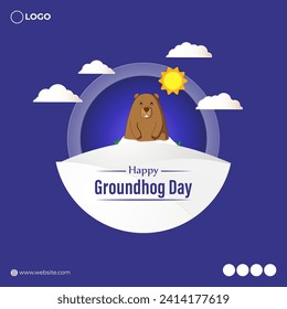 Vector illustration of Happy Groundhog Day social media feed template