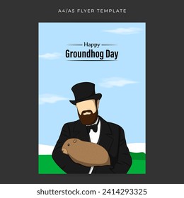 Vektorgrafik von Happy Groundhog Day Social Media Feed Template