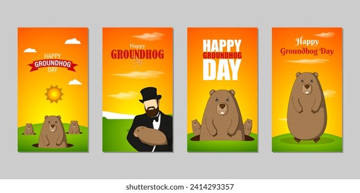 Vektorgrafik von Happy Groundhog Day Social Media Feed Template