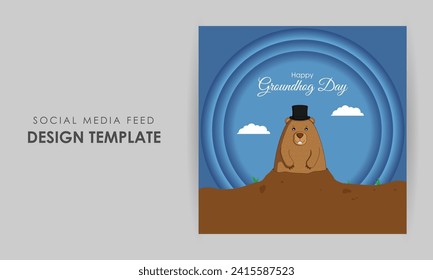 Vektorgrafik von Happy Groundhog Day Social Media Feed Template