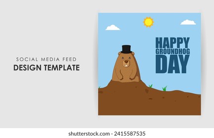 Vektorgrafik von Happy Groundhog Day Social Media Feed Template