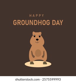 Vector illustration of Happy Groundhog Day social media feed template