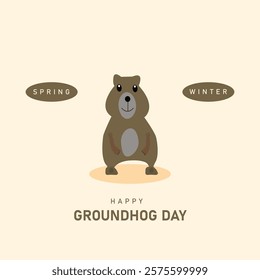 Vector illustration of Happy Groundhog Day social media feed template