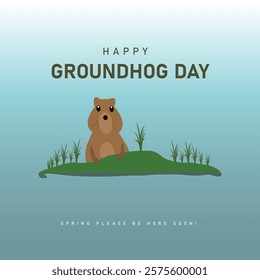 Vector illustration of Happy Groundhog Day social media feed template