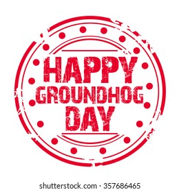 Vector illustration of Happy Groundhog Day Stamp.