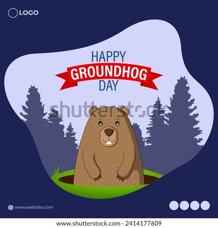 Vector illustration of Happy Groundhog Day social media feed template