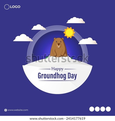 Vector illustration of Happy Groundhog Day social media feed template