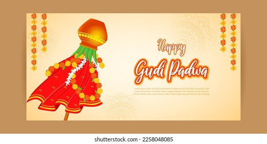 Vector illustration of Happy Gudi Padwa wishes greeting