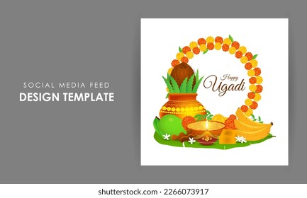 Vector illustration of Happy Gudi Padwa social media story feed mockup template