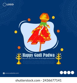 Vector illustration of Happy Gudi Padwa social media feed template