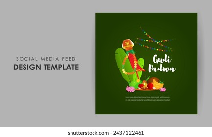 Vector illustration of Happy Gudi Padwa social media feed template