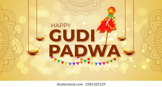 Vector illustration of Happy Gudi Padwa social media template