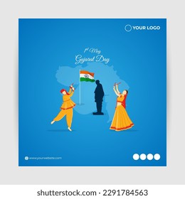 Vector illustration of Happy Gujarat Day greeting