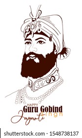 vector illustration of Happy Guru Gobind Singh Jayanti festival for Sikh celebration.