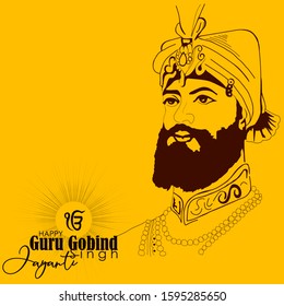 vector illustration of Happy Guru Gobind Singh Jayanti festival for Sikh celebration.