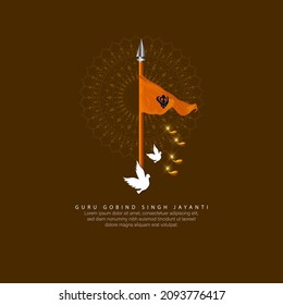 vector illustration of Happy Guru Gobind Singh Jayanti festival for Sikh celebration.