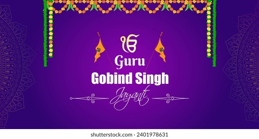 Vektorgrafik von Happy Guru Gobind Singh Jayanti Social Media Feed Vorlage geschrieben Hintertext bedeutet Guru gobind singing