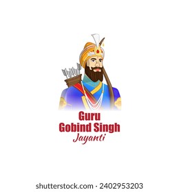 Vector illustration of Happy Guru Gobind Singh Jayanti social media feed template written hindi text means guru gobind singh