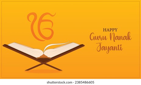 Vector illustration Happy Guru Nanak Jayanti, gurudwara
